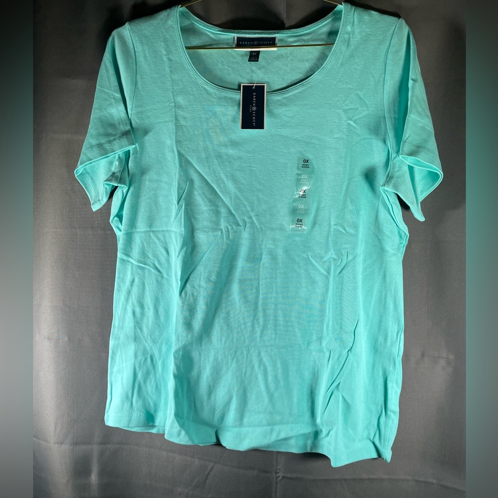 Women’s Karen Scott, short sleeve plain T-shirt -OX-NWT
